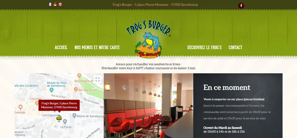 Capture du site Frogs Burger