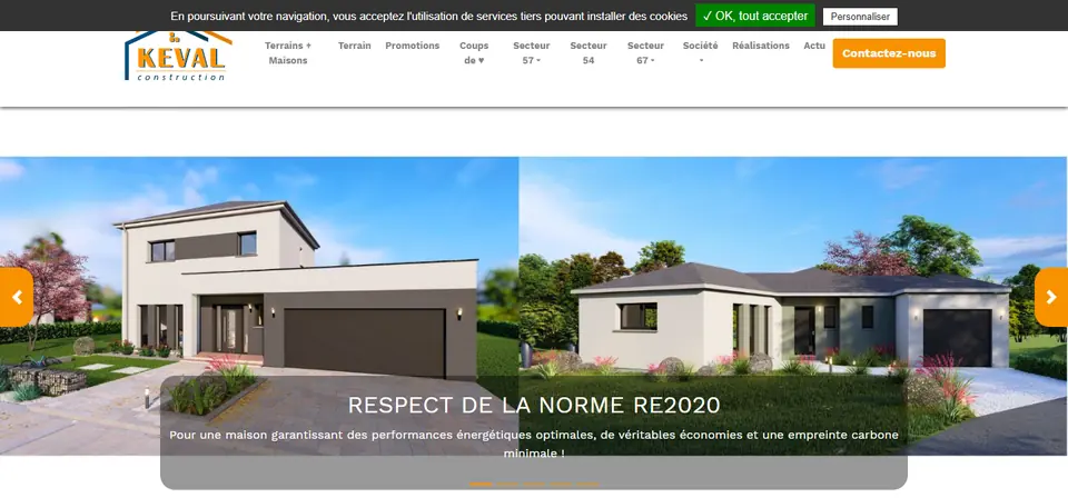 Capture du site Keval Construction