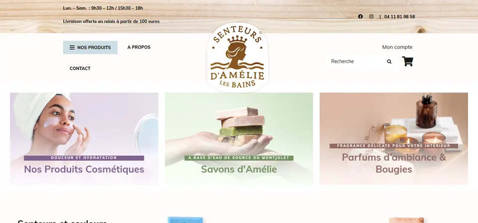 Capture du site Les Senteurs d’Amélie