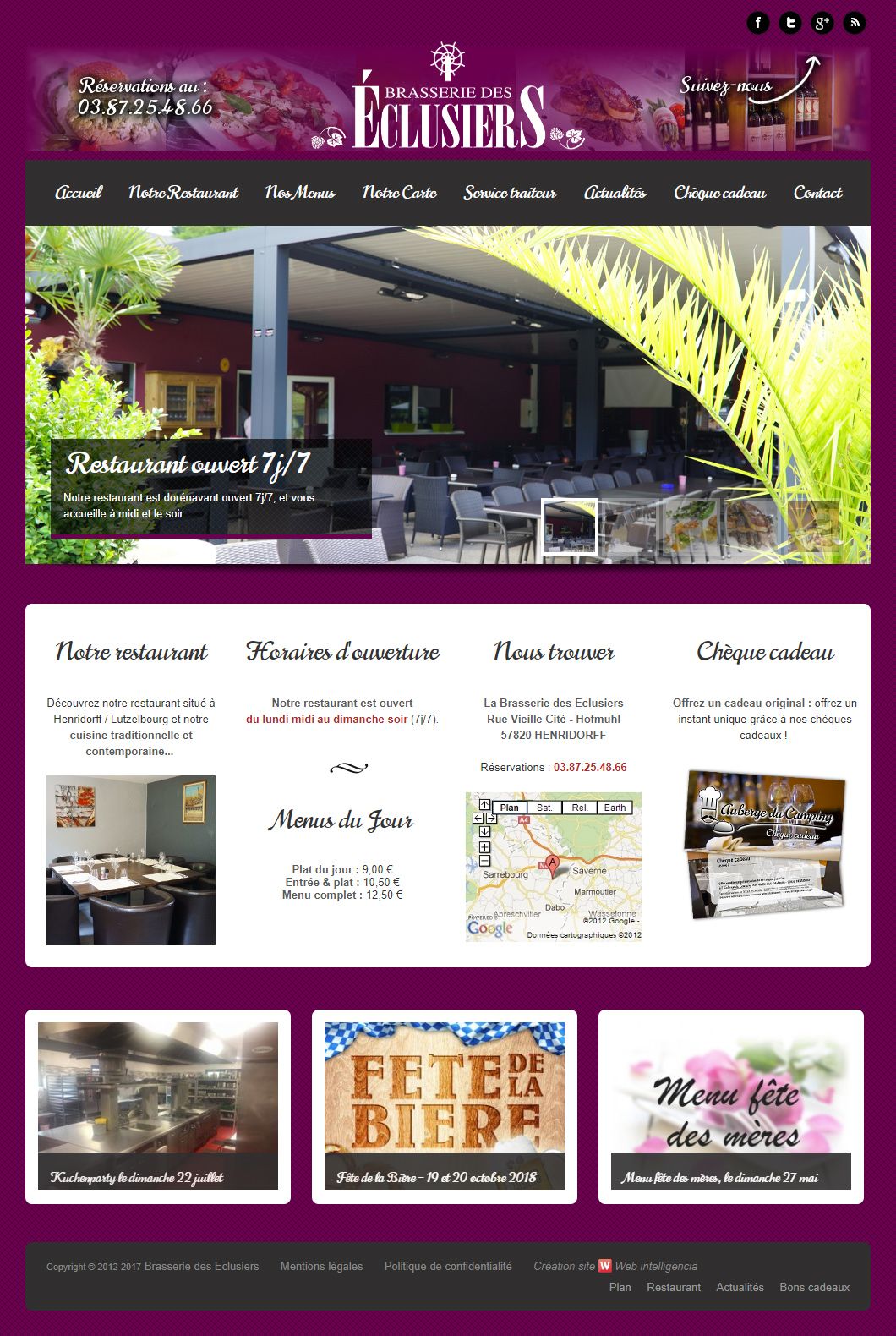 Page d'accueil de la Brasserie des Eclusiers