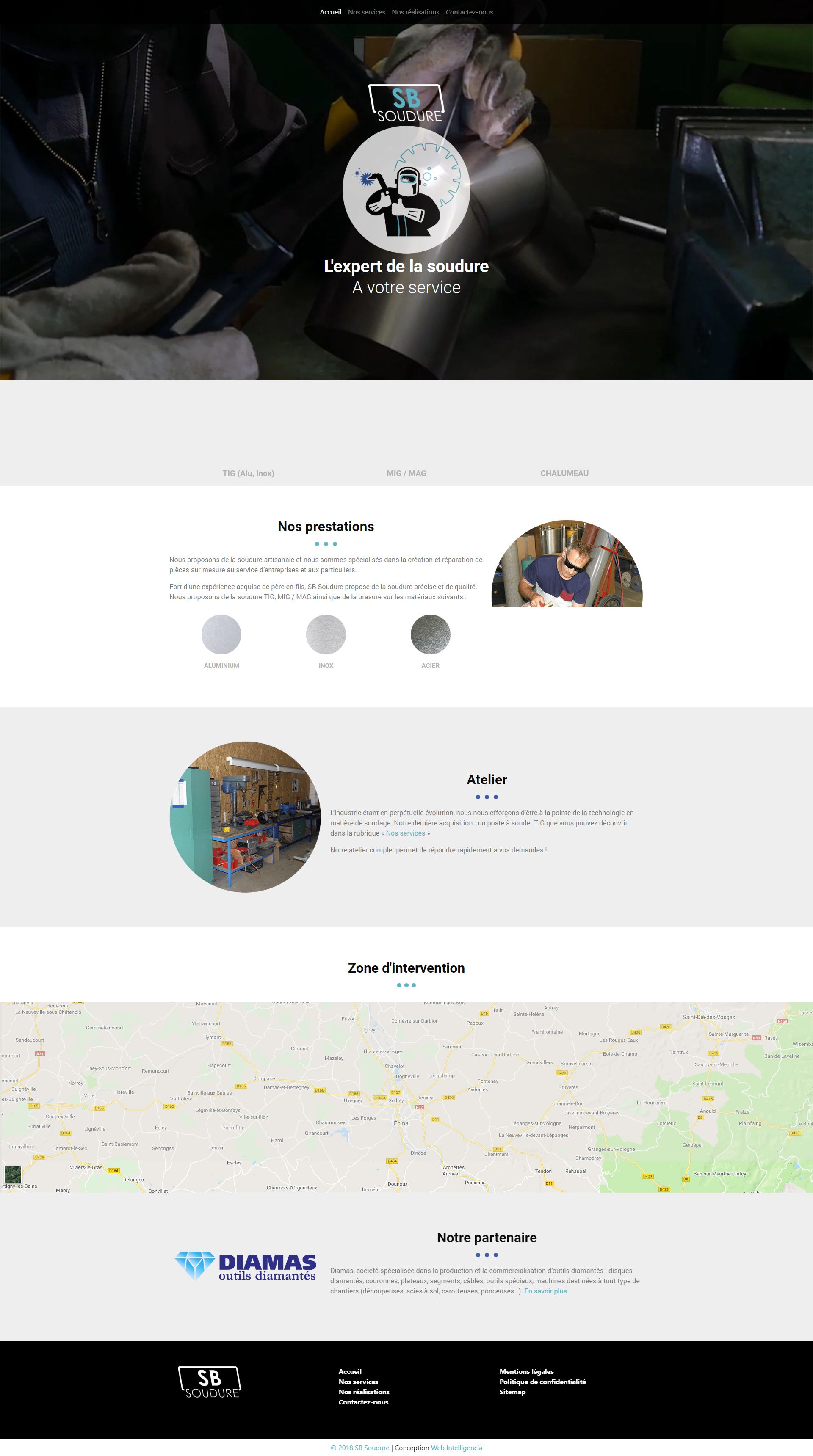 Page d'accueil du site SB Soudure